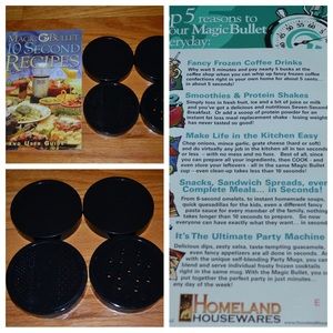 Magic Bullet extra lids (4) and a recipe book